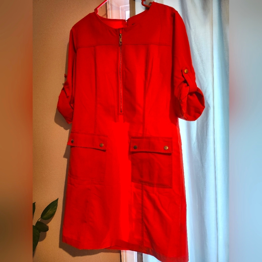 Orange Utility Style Dress